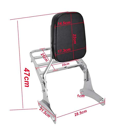 Mingting Detachable Chrome Sissy Bar Backrest Luggage Rack for Honda Shadow VT400/VT750 1998-2003