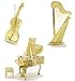 3D Metal Puzzle Models Of Violin, Harp and Piano - DIY Toy Metal Sheets Assembling Puzzle, 3D puzzle – 3 Pack