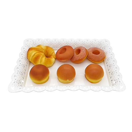 Set of 2 Pcs Rectangle Plastic Serving Trays Large 14.5"x10.2" for Wedding Birthday Party Fruits Desserts Candy Bar Display