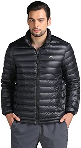 MOUNTEC Outdoors Men's 2.0 Premium Goose Down Insulated Jacket - Warm Light Water Resistant Windstop Packable (Small, Shadow Black)