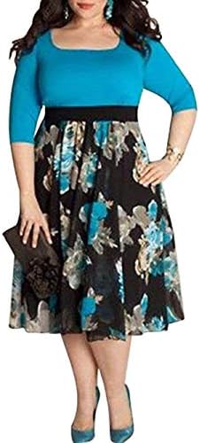 MZEAZRK Fashion Women's Plus Size Maxi Dress Half Sleeve Print Causal Party Club Cocktail Prom Grown Floral Dress