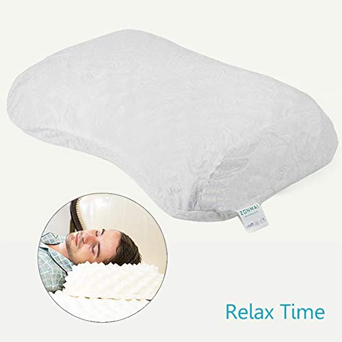ZONMAI Oreiller Ergonomique Latex à Mémoire De Forme, Oreiller De Sommeil Hypoallergénique Et Anti-acariens avec Une Taie d\'oreiller Amovible en Velours Lavable.