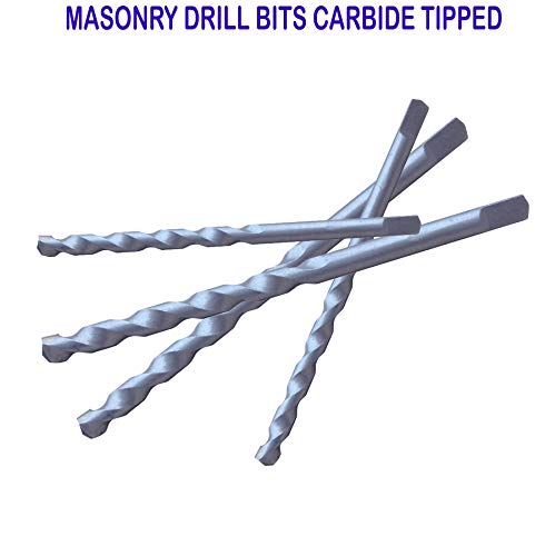 10Pcs 5/32 Inch with 3-1/2 Length Carbide Tipped Masonry Concrete Drill Bit Sand Blasted with Half Flat Shank Use on Masonry, Stone, Ceramic Tile, Bricks, Concrete and Marble