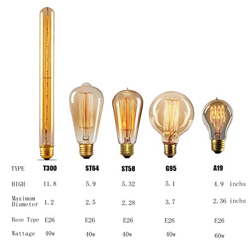 Bravelight Vintage Light Bulbs, Filament Light Bulbs,Edison bulbs ST64 E26 40W Dimmable,Squirrel Cage Filament Edison Lihgt Bulb for Restaurant Home Office Light Fixtures Decorative
