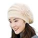 AutumnFall Fashion Womens Flower Knit Crochet Beanie Hat Winter Warm Cap Beret (Beige)