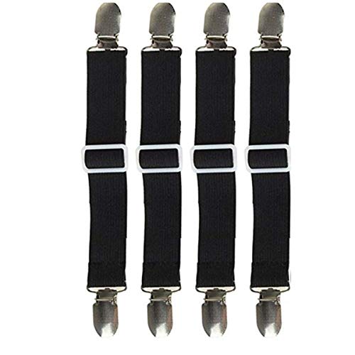 DWR Sheet Straps,Black Adjustable Bed Corner Sheet Holder Elastic Straps Fasteners Clips Grippers Suspenders