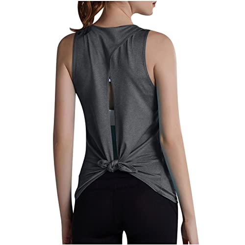 Workout Tops for Women Open Back Shirts Yoga Tank Tops Sports Bra Sleeveless Tees Casual Athletic Tshirts