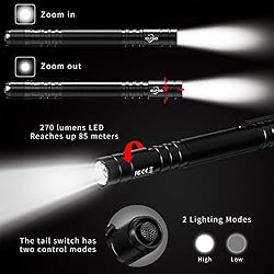 ELFGO 270 Lumens LED Pen Light, Zoomable Penlight