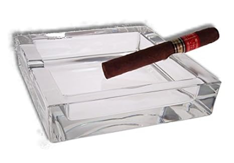 Lifestyle-Ambiente Glas Zigarren Aschenbecher 15x15cm inkl Tastingbogen neues Modell mit 4 Ablagen