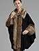 Aphratti Women's Wool Scarf Shawl Cape Coat with Luxury Faux Fox Fur Collar