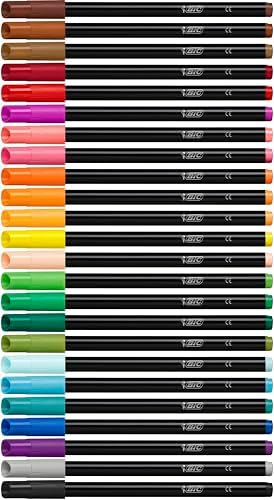 Intensity - Feutre de Coloriage Pointe fine et Corps Noir Mat - Couleurs assorties, Pochette de 12