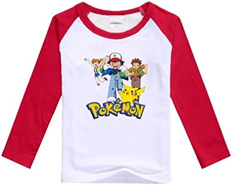 Natty Sweeties Baby Toddler kid's Pokemon Go Long Sleeve T shirt Unisex (6 years, Ash red)