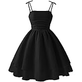 IBTOM CASTLE Girls Summer Spaghetti Straps Smocked Ruched A Line Swing Dress Flowy Double Layered Tween Girl Party Dresses