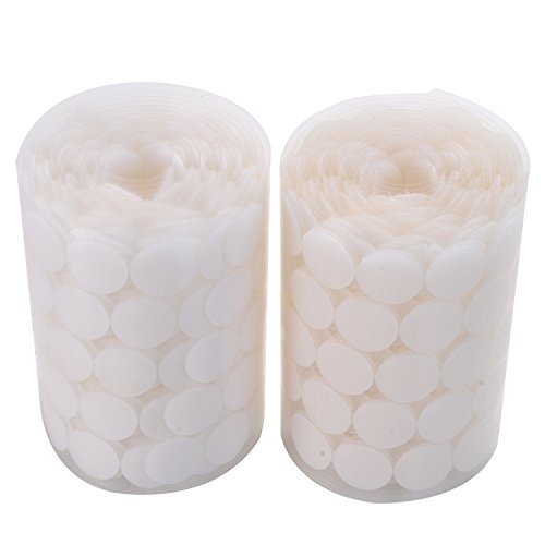 Vkey 1000 Pieces Adhesive (500 Pair Sets) 2cm Diameter Sticky Back Coins Hook & Loop Self Adhesive Hook Loop Dots Tapes Magic Sticky Dots White