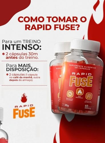 Rapid Fuse Pré Treino e Termogênico (Foguinho) - 60 Cápsulas com Cafeína, Psyllium e Picolinato de Cromo - Fuselabs - Suplemento para Academia e Fitness