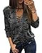 X-Future Women's Camo Long/Short Sleeve Deep V-Neck Lace up Sexy T-Shirt Top