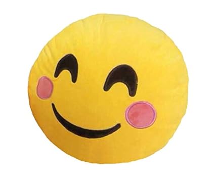 Grabadeal Soft Smiley Emoticon Yellow Round Cushion Pillow Stuffed Plush Toy Doll (Cheeky)