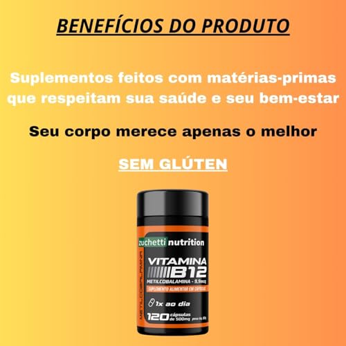 Vitamina b12 metilcobalamina 413% VD 9,9 mcg 120 capsulas Zuchetti nutrition uso 4 meses