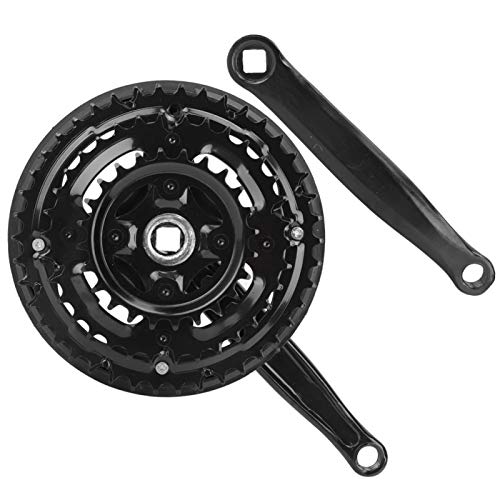 SALUTUYA High Carbon Steel Crankset, 24-34-42T Road and Mountain Bicycle Crank with Chain Cover for Variable Speed Cycling