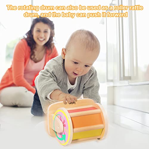 Montessori Toys for Babies 612 Months, Rainbow Wooden Spinning Drum