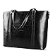 Women Leather Briefcase Bag Laptop Tote Handbags 15 Inch Large Capacity Office Shoulder Bags Work Purse Black