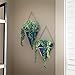 Wall Pocket Hanging Triangle Planters Set of 2 Geometric with Gold Chain and Frame (Navy)thumb 1