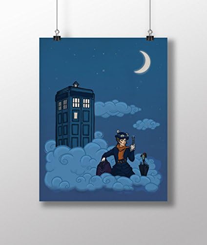Doctor Who Tardis and Disney's Mary Poppins Medium 11x14" Art Print