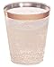 Rose Gold Plastic Cups | 8 oz. 50 Pack | Hard Clear Plastic Cups | Disposable Party Cups | Fancy Wedding Tumblers | Nice Rose Gold Rim Plastic Cups | Elegant Decoration Cups | Plastic Tumblers Bulk