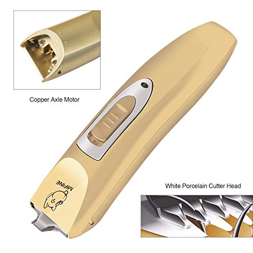 Mifine Professional Dog Clippers Kit Rechargeable - Dog Grooming Clippers and Cordless Pet Clippers Suitable Dogs, Cats and Other Animals, Eyes, Face, Ears, Paw, Around Rump (Gold) - Thumbnail 2