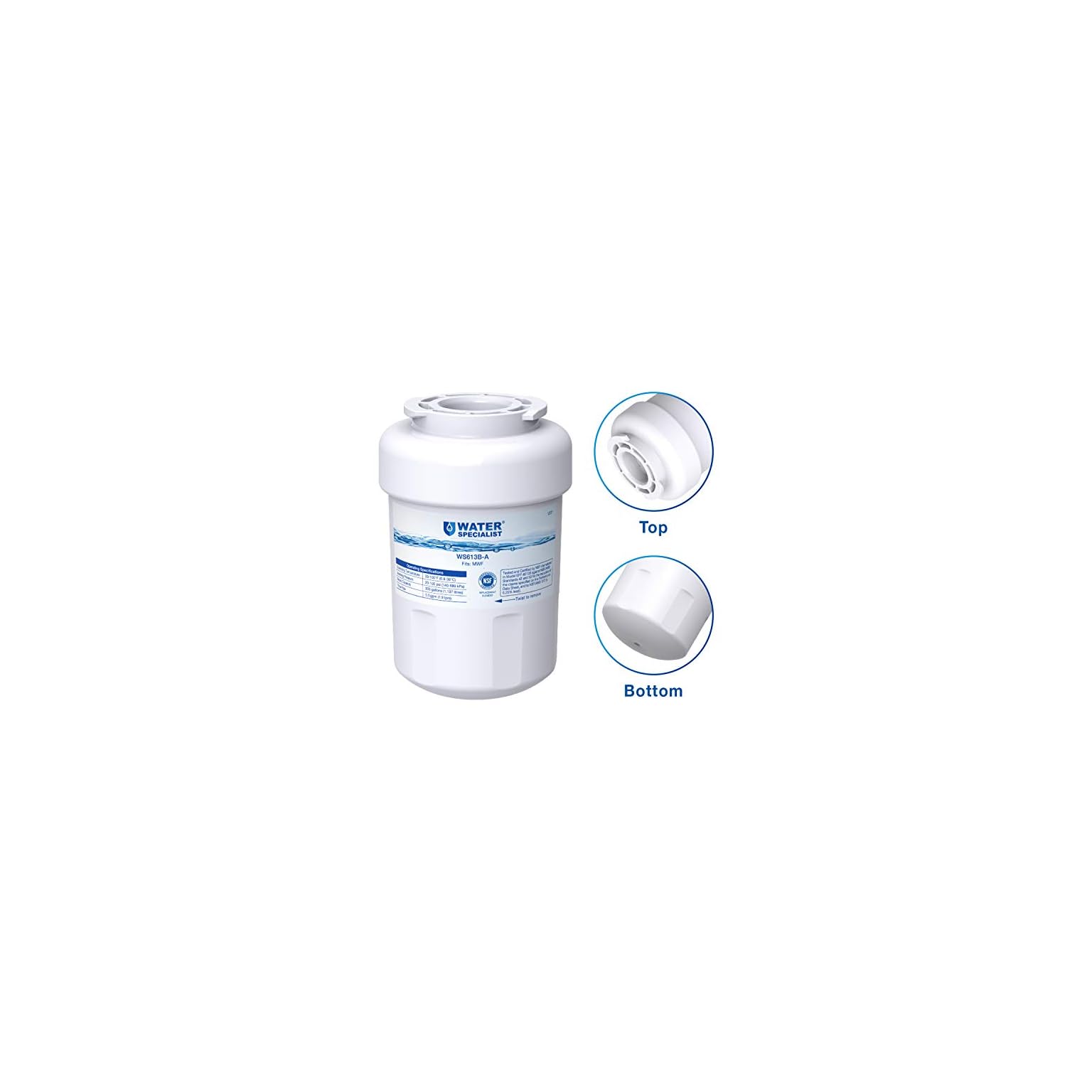 Waterspecialist MWF Refrigerator Water Filter Replacement for GE® MWF