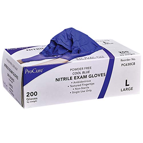 ProCure Disposable Nitrile Gloves Large, 200 Count Powder Free