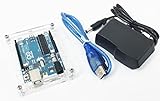 [REPRAPGURU] Arduino UNO R3 Compatible Board Combo Kit (Clear) - Acrylic Case, UNO R3, Usb Cable, DC Power Cord