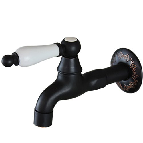 Single Cross Handle Wall Mounted Basin Tap Oil Rubbe Bronze Finish Washing Machine Taps Kitchen Washing Water Tap (# 5)