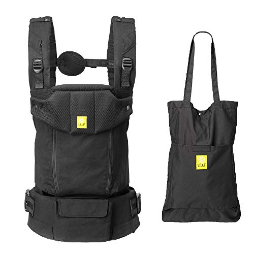 LรLLรbaby Serenity All Seasons - Five-Position Cotton Ergonomic Baby & Child Carrier with Convertible Tote - Black