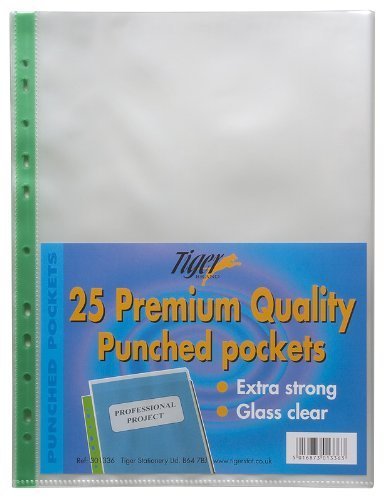 25 x Extra Strong A4 Plastic Wallets Premium + Glass Clear Poly Pockets Files by Tiger