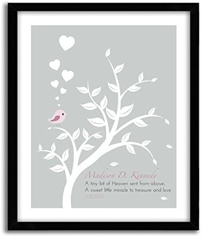 Personalized Baby Girl Nursery Art, "A tiny bit of heaven sent from above..." - FRAME NOT INCLUDED**