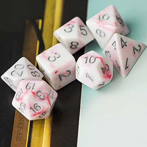 HDdais Polyhedral Dice Sets 7-Die White DND Dice
