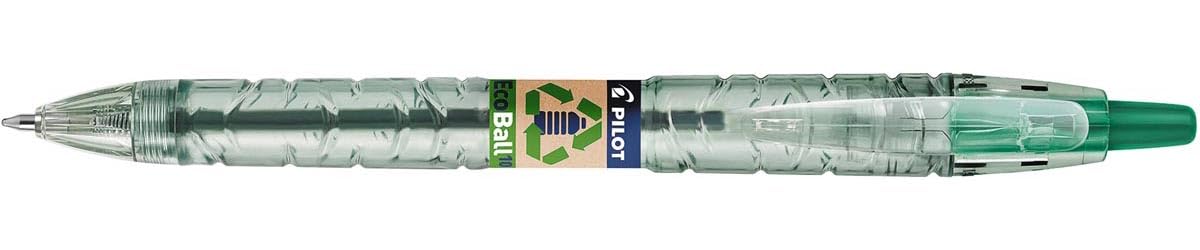 Pilot Ecoball Recycled Ballpoint Medium, Green, Pack of 10