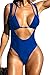 Viottiset Women's Halter Thong Suspender Swimsuit Brazilian Bikini High Waisted Sky Blue Large