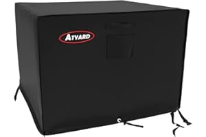Atyard Gas Fire Pit Cover Square 32L x 32W x 24H inch - Waterproof Windproof Anti-UV Heavy Duty Patio Firepit Furniture Covers Black