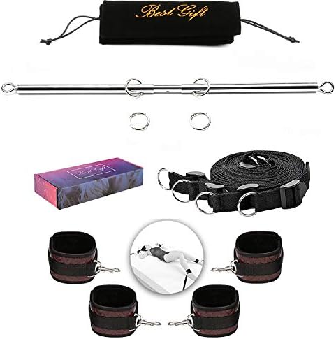 PKBQUEEN Expandable Silver Spreader Bar with Brown Adjustable Straps of Yoga