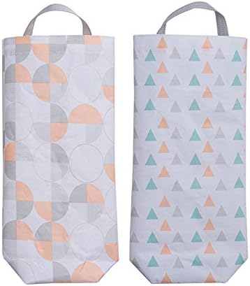Hihelp Set of 2 Plastic Bag Holder Waterproof Wall Mount Grocery Bag Dispenser Garbage Bag Organizer with Easy Access Top and Bottom Openings for Home Office Kitchen (White)