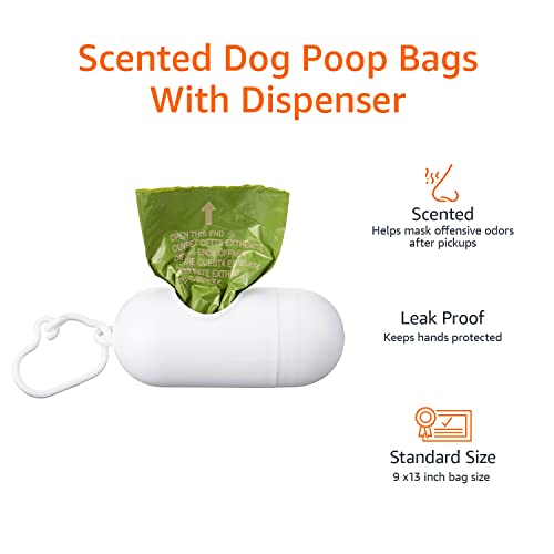 Amazon Basics Dog Poop Bags With Dispenser and Leash Clip, Brazilian