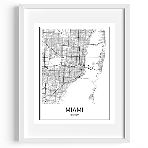 Miami Map of Miami Map Art Florida Print City Maps Print Map Art Print
