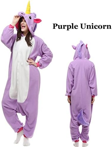 MiFier Unisex Adult Onesie Animal Kigurumi Unicorn Cosplay Halloween Pajamas Costume (XL(Fit height:67" To 71"), Purple)