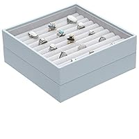 Magic Stackable Jewelry Trays Closet Dresser Drawer Organizer for Rings, Cuff Links, Storage Display Showcase Holder Box, Set of 2