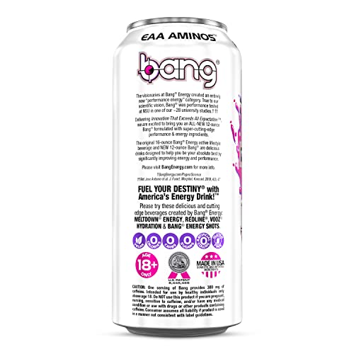Bang Energy Frosé Rosé, SugarFree Energy Drink, 16Ounce (Pack of 12