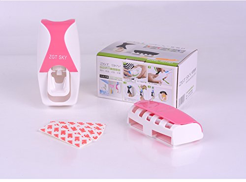 WAYCOM Dust-proof Toothpaste Dispenser Toothpaste Squeezer Kit (Pink)