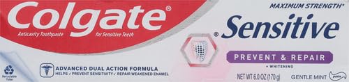 COLGATE SENSITIVE TOOTHPASTE, PREVENT AND REPAIR , MINT PASTE FORMULA, 6 OUNCE (1 PACK)