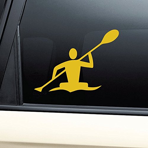 Kayak Kayaker Paddle Canoe Vinyl Decal Laptop Car Truck Bumper Window Sticker - Yellow